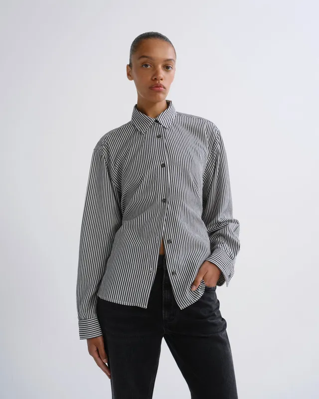 agolde-theo-hemd-solene-stripe-schwarz-wei-viskose image 1