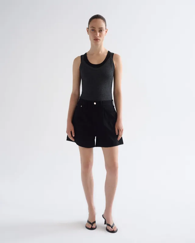 agolde-rhoda-pleated-shorts-damen-holt-schwarz-high-waist image 1