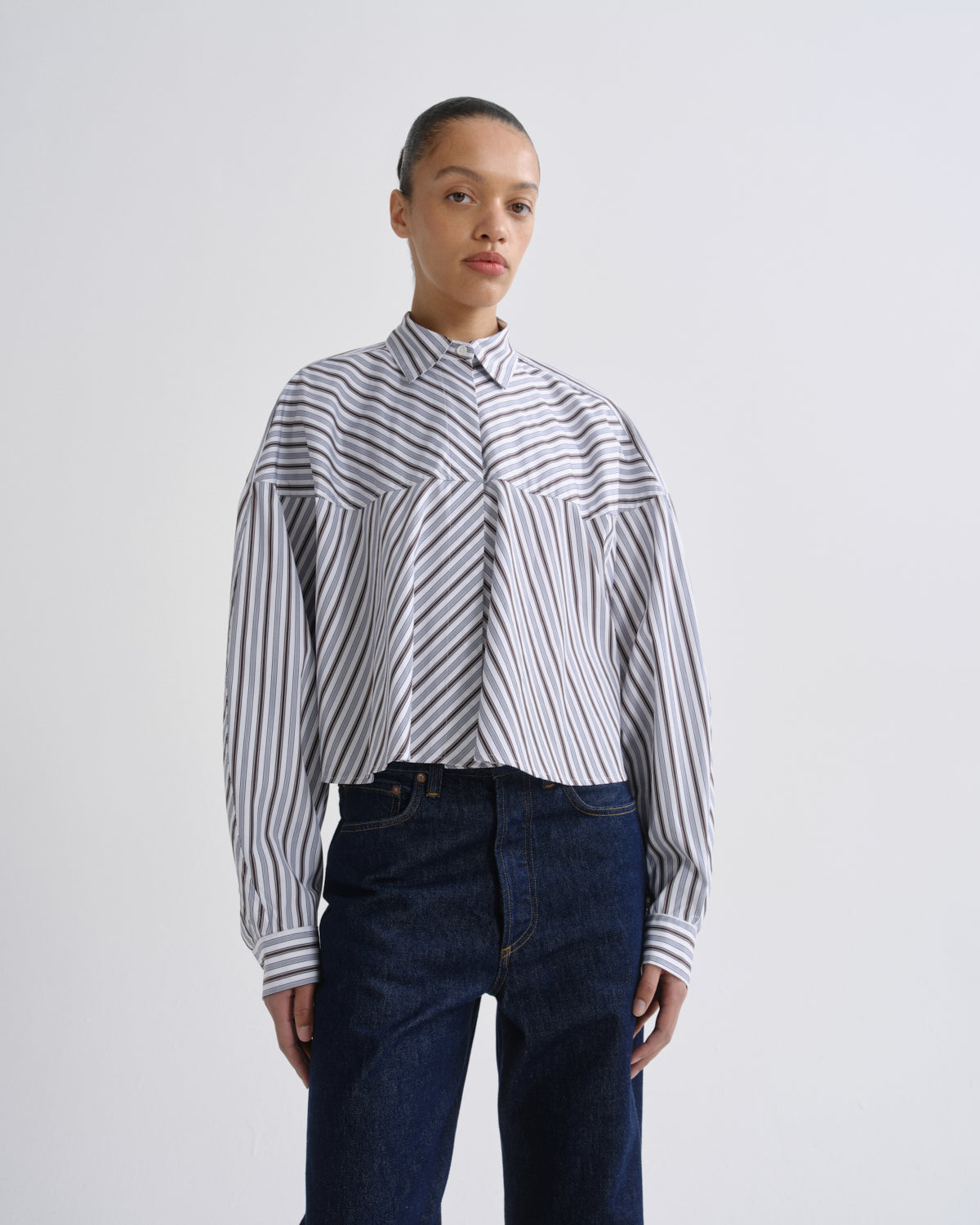 agolde-agnes-hemd-meyer-stripe-braun-wei-gestreift image 1