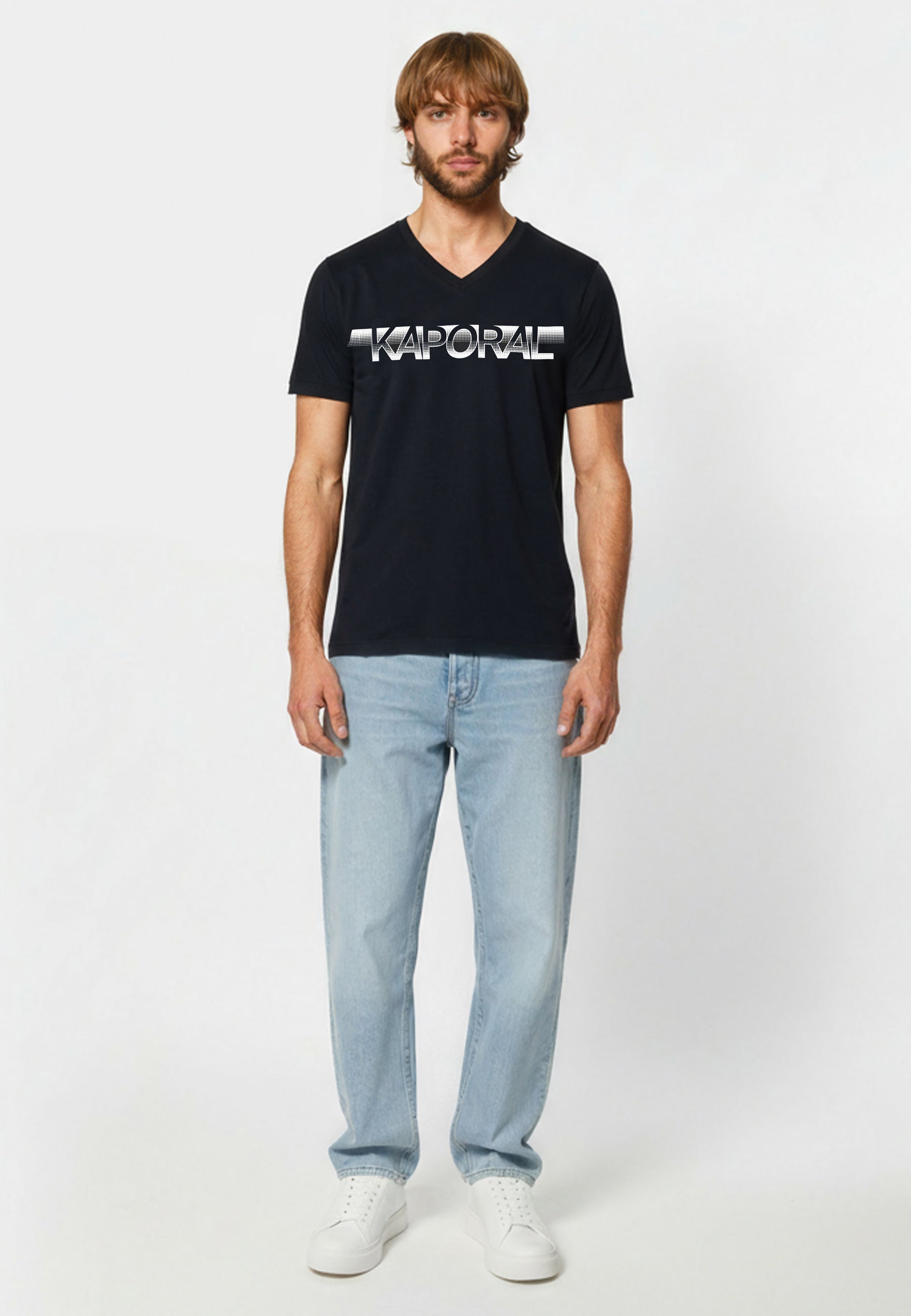kaporal-bart-t-shirt-herren-schwarz-slim-v-ausschnitt image 1