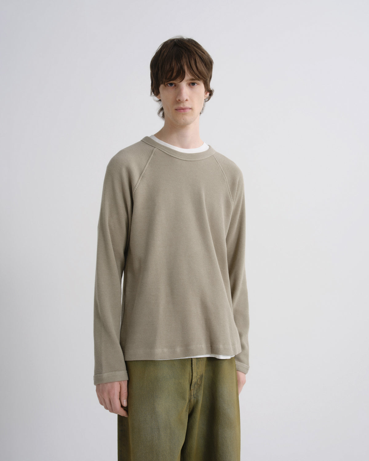 agolde-payson-waffle-tee-longsleeve-wicker-grau image 1