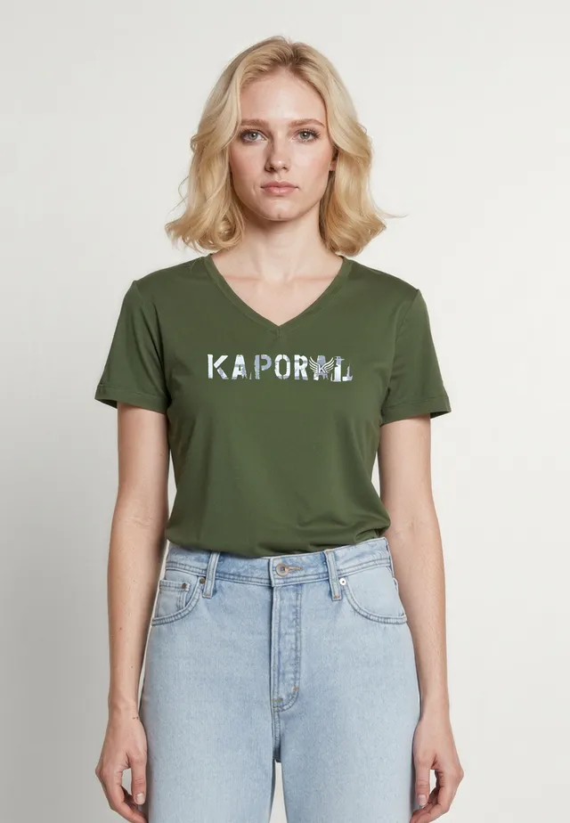 kaporal-enda-t-shirt-damen-khaki-slim-v-ausschnitt image 1