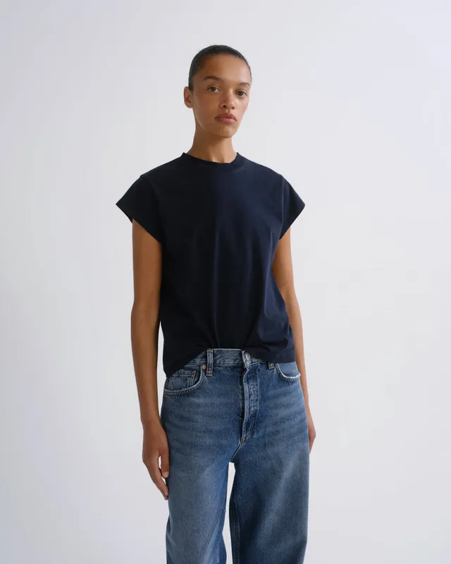 agolde-bryce-cap-sleeve-tee-t-shirt-storm-dunkelblau image 1