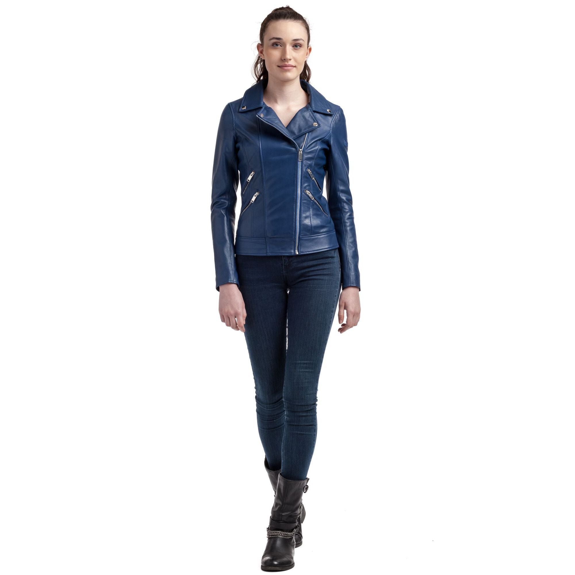 kaporal-denise-perfecto-lederjacke-blau-royal-damen image 2