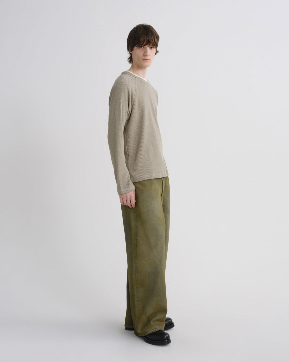 agolde-payson-waffle-tee-longsleeve-wicker-grau image 4