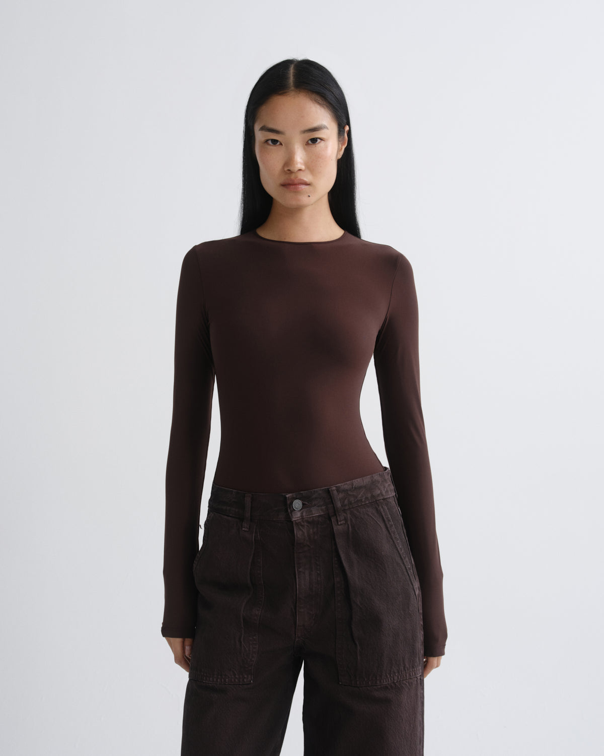 agolde-aura-bodysuit-chocolate-damen-body-langarm image 1