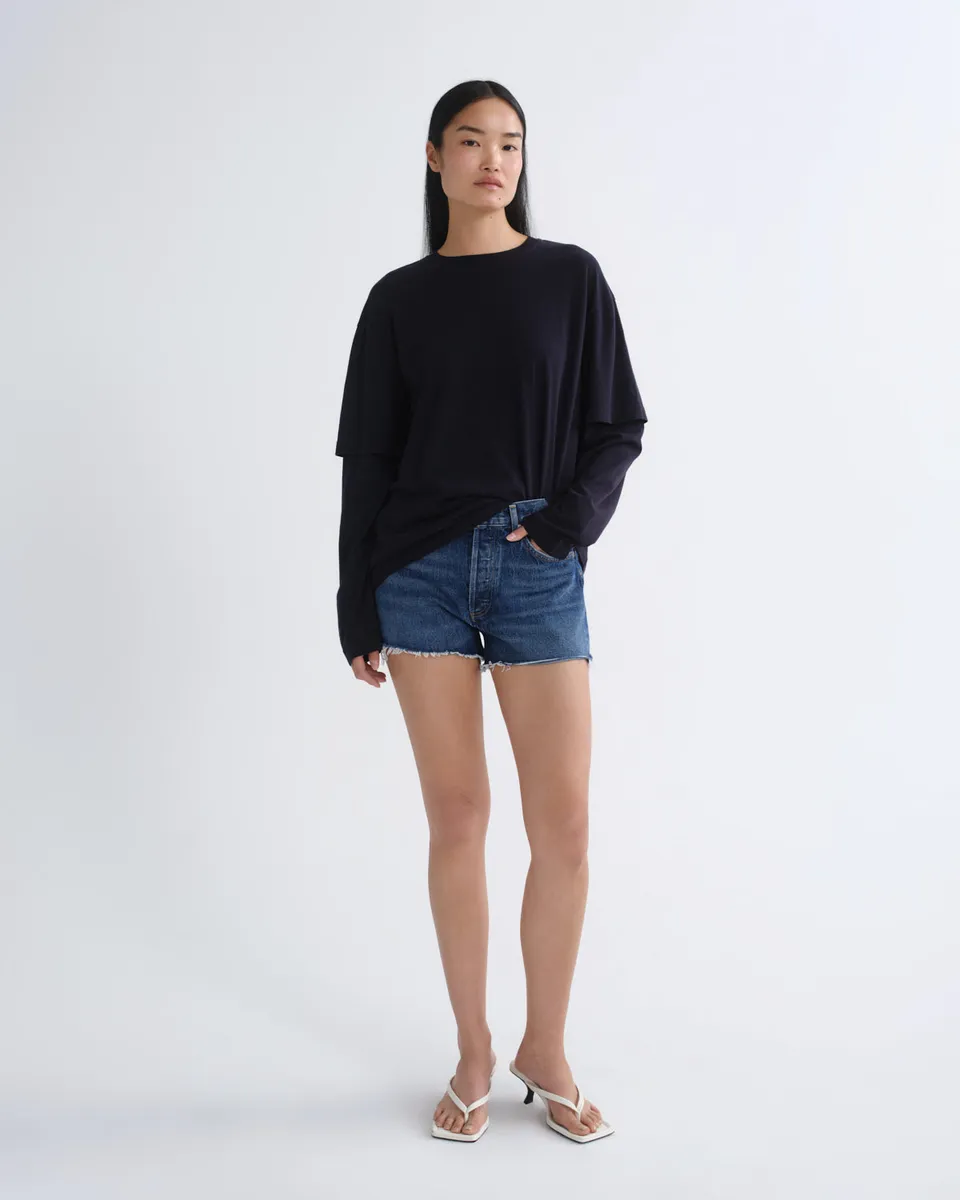 agolde-parker-cut-off-shorts-damen-chapter-dunkelblau-high-waist image 1