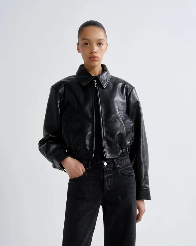 agolde-nahla-cropped-jacket-detox-damen-lederjacke-schwarz image 1