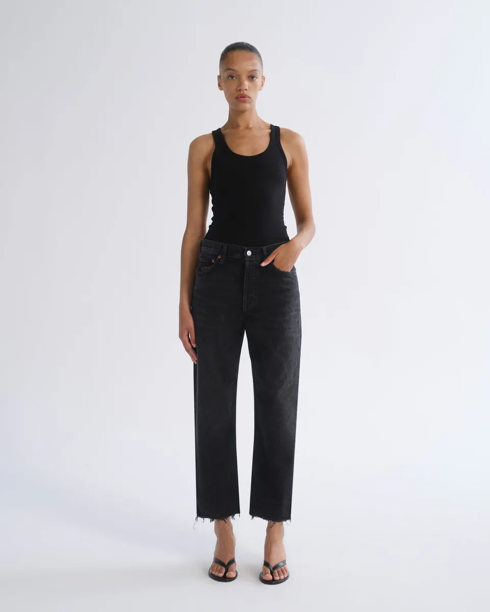 agolde-90-s-crop-straight-jeans-tar-schwarz image 1