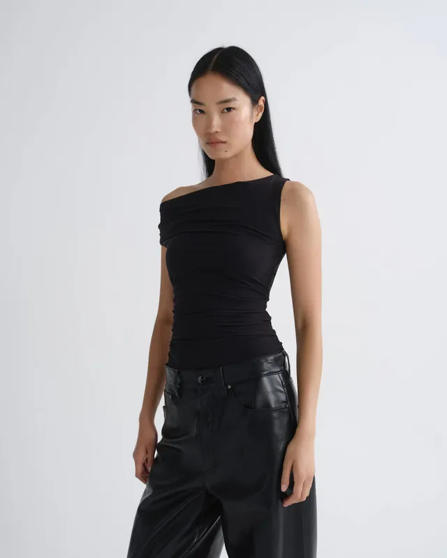 agolde-carlin-top-damen-oberteil-schwarz-one-shoulder image 1