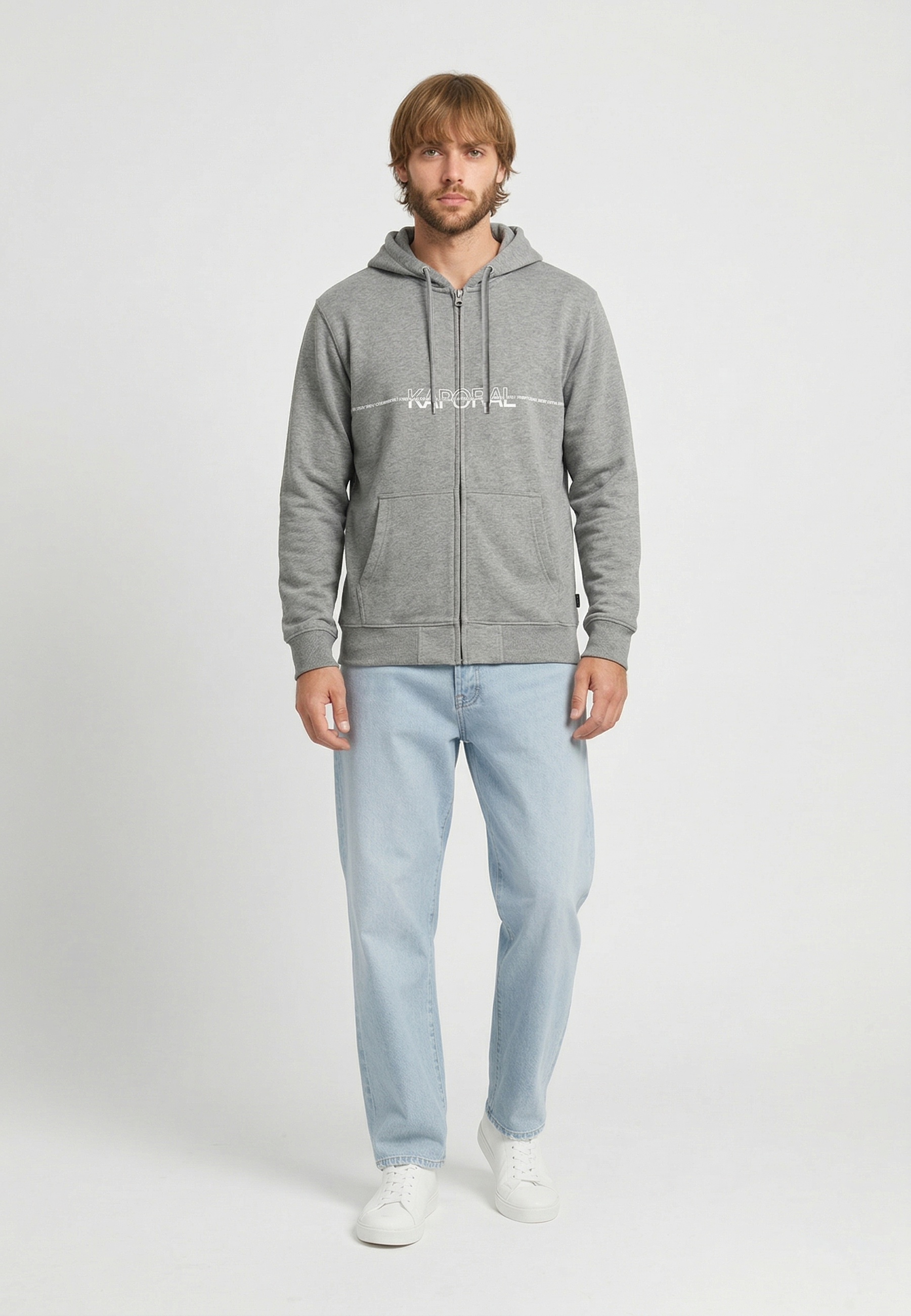 kaporal-rolan-sweatshirt-grau-meliert-reissverschluss image 1