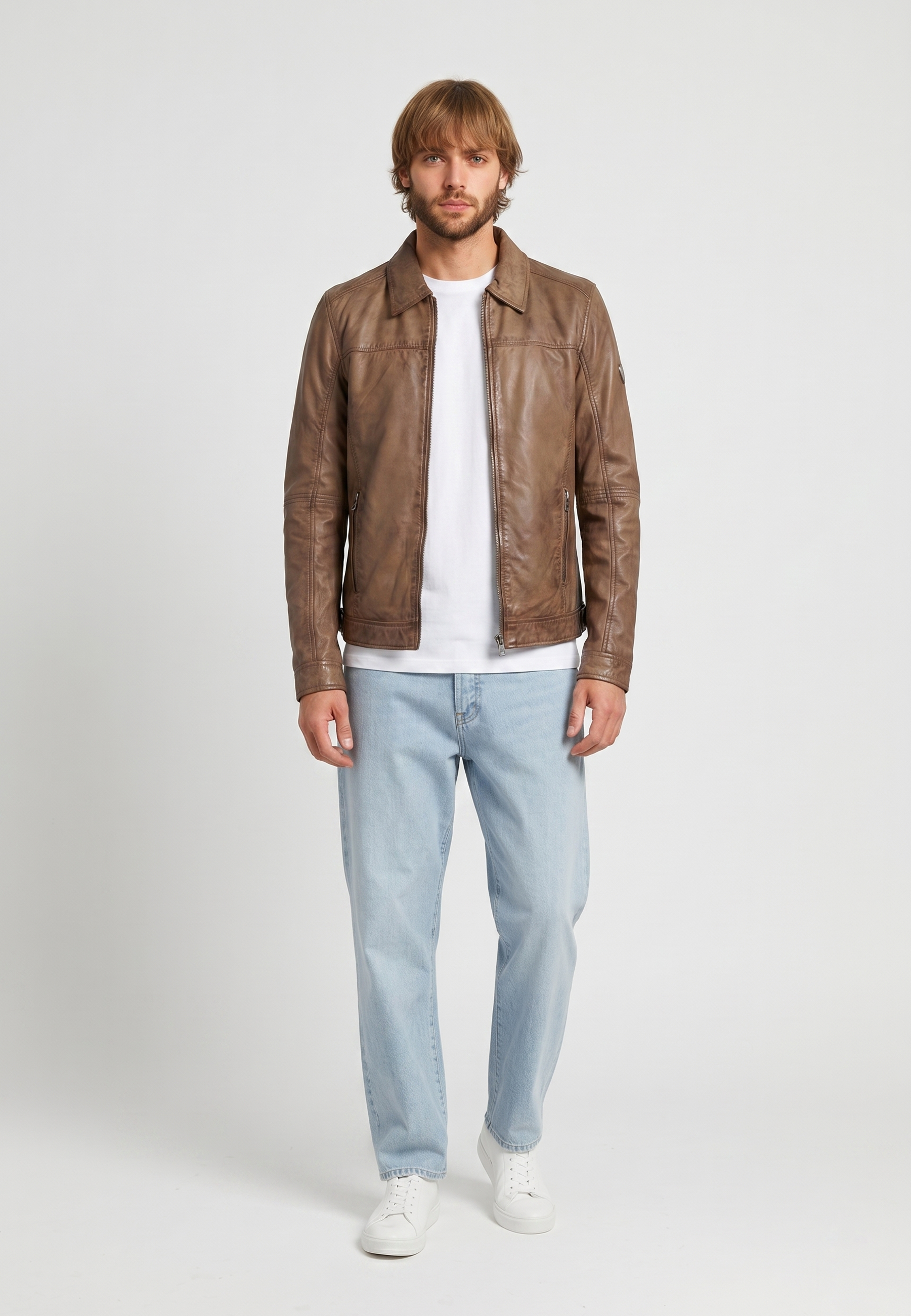 kaporal-boddy-lederjacke-herren-vintage-cognac image 1