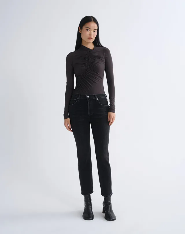 agolde-riley-straight-crop-jeans-damen-panoramic-schwarz image 1
