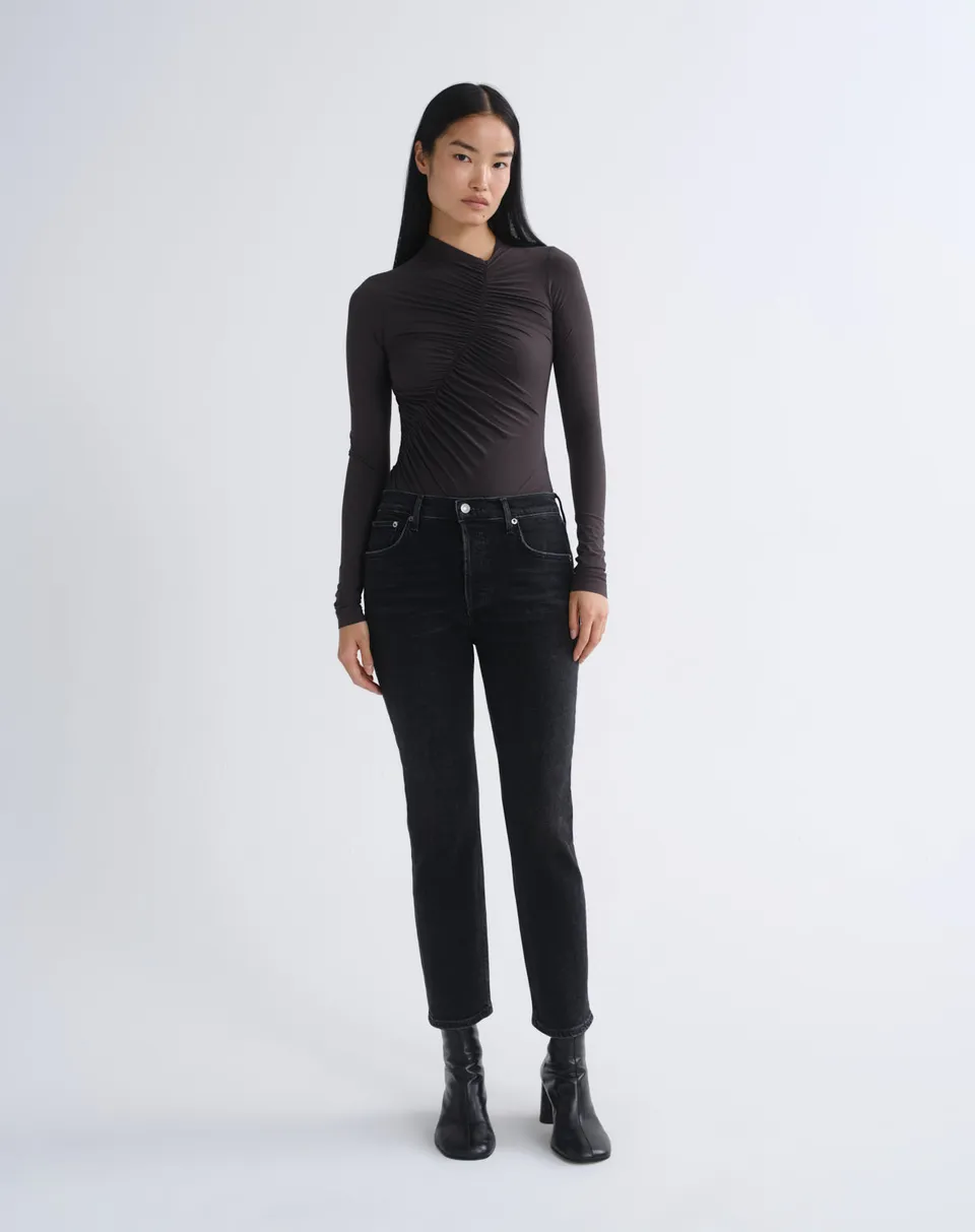 agolde-riley-straight-crop-jeans-damen-panoramic-schwarz image 1