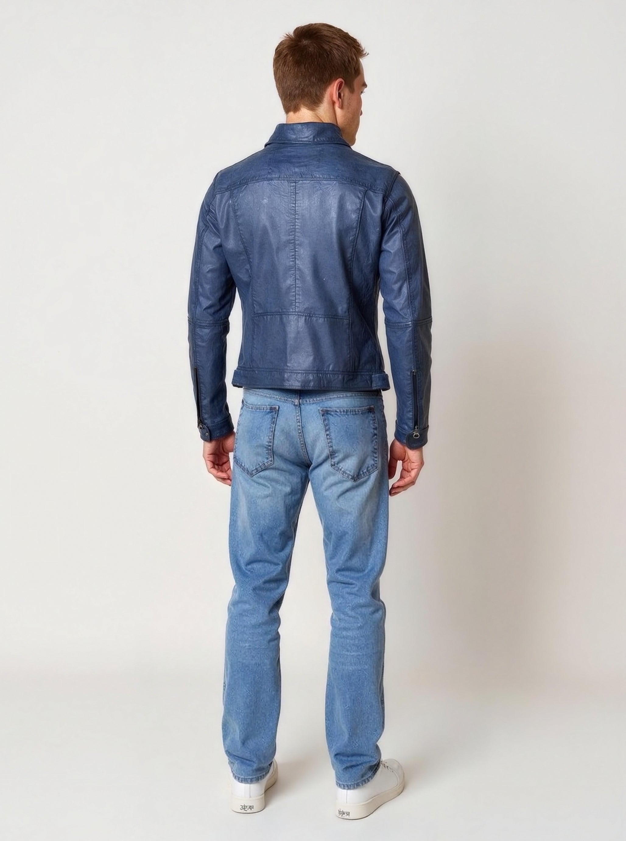 kaporal-boddy-vintage-lederjacke-herren-blau-slim-schafleder image 3