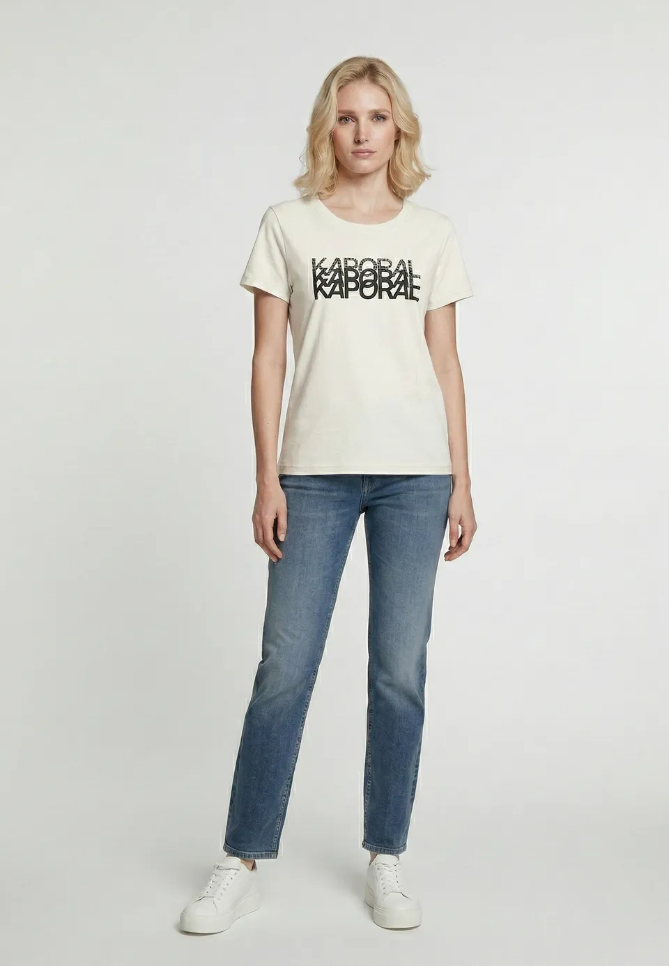 kaporal-kym-t-shirt-creme-damen-baumwolle-print image 1
