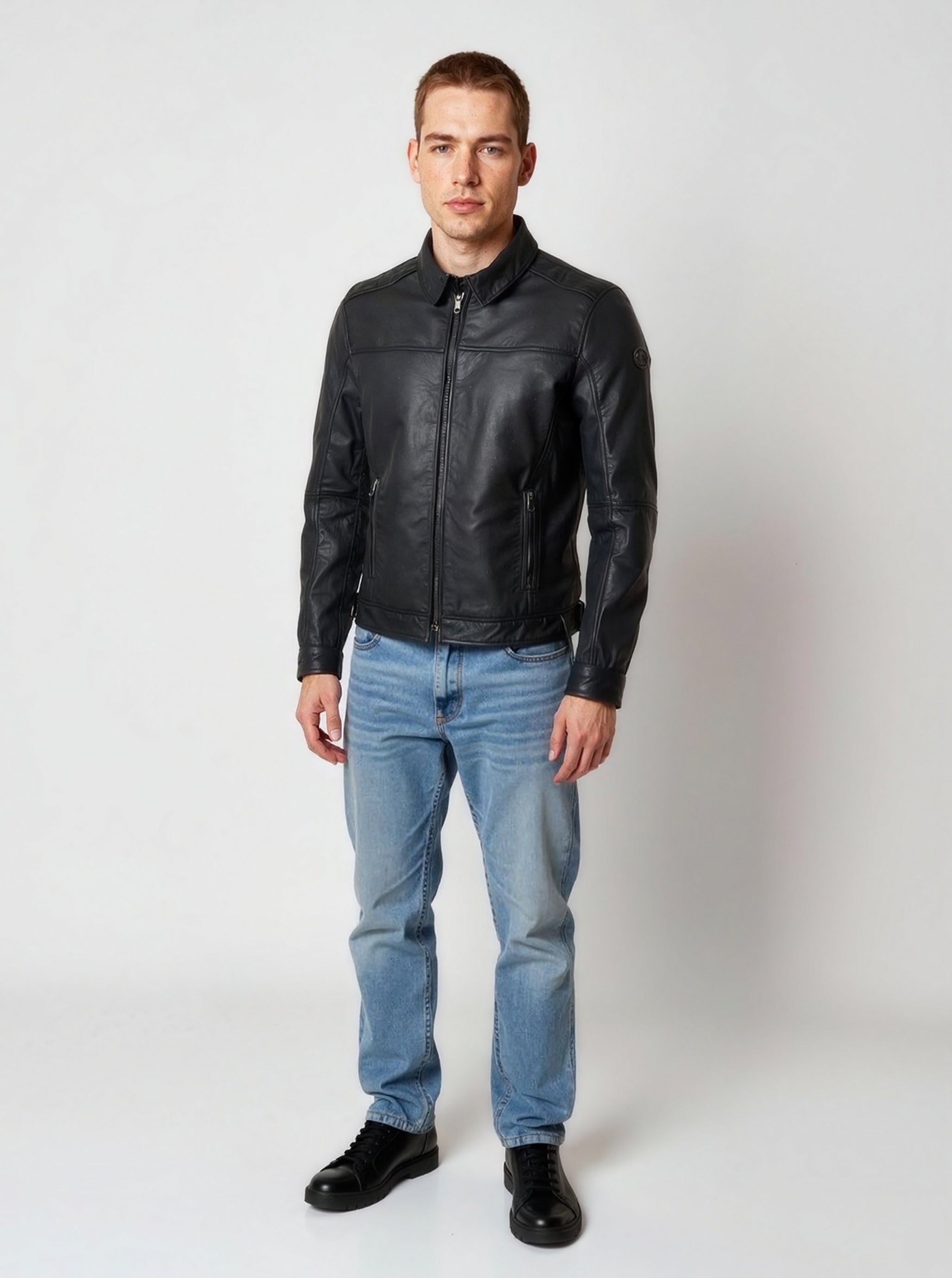 kaporal-boddy-lederjacke-schwarz-herren-lammleder image 1