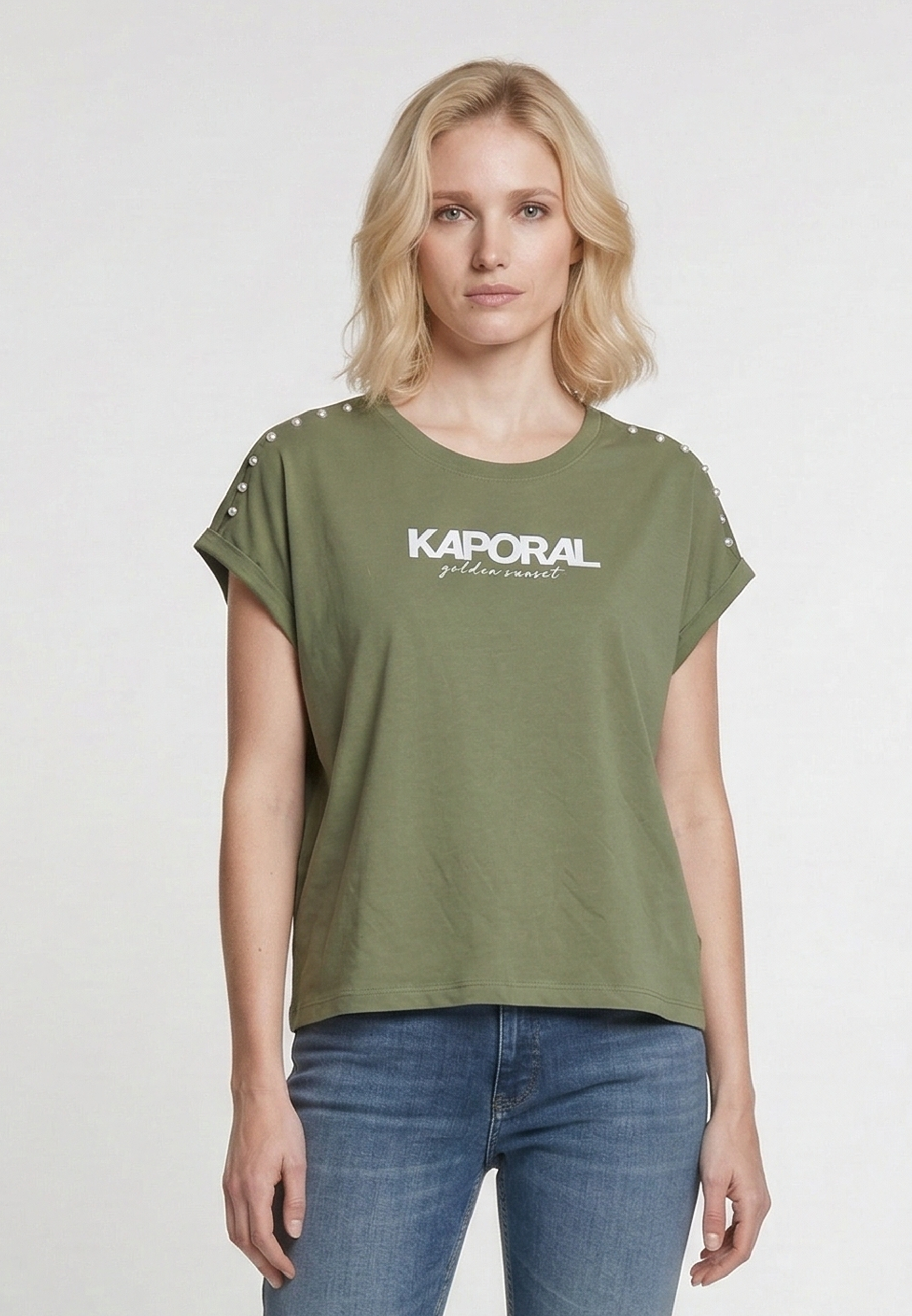 kaporal-kopy-t-shirt-damen-khaki-baumwolle image 2