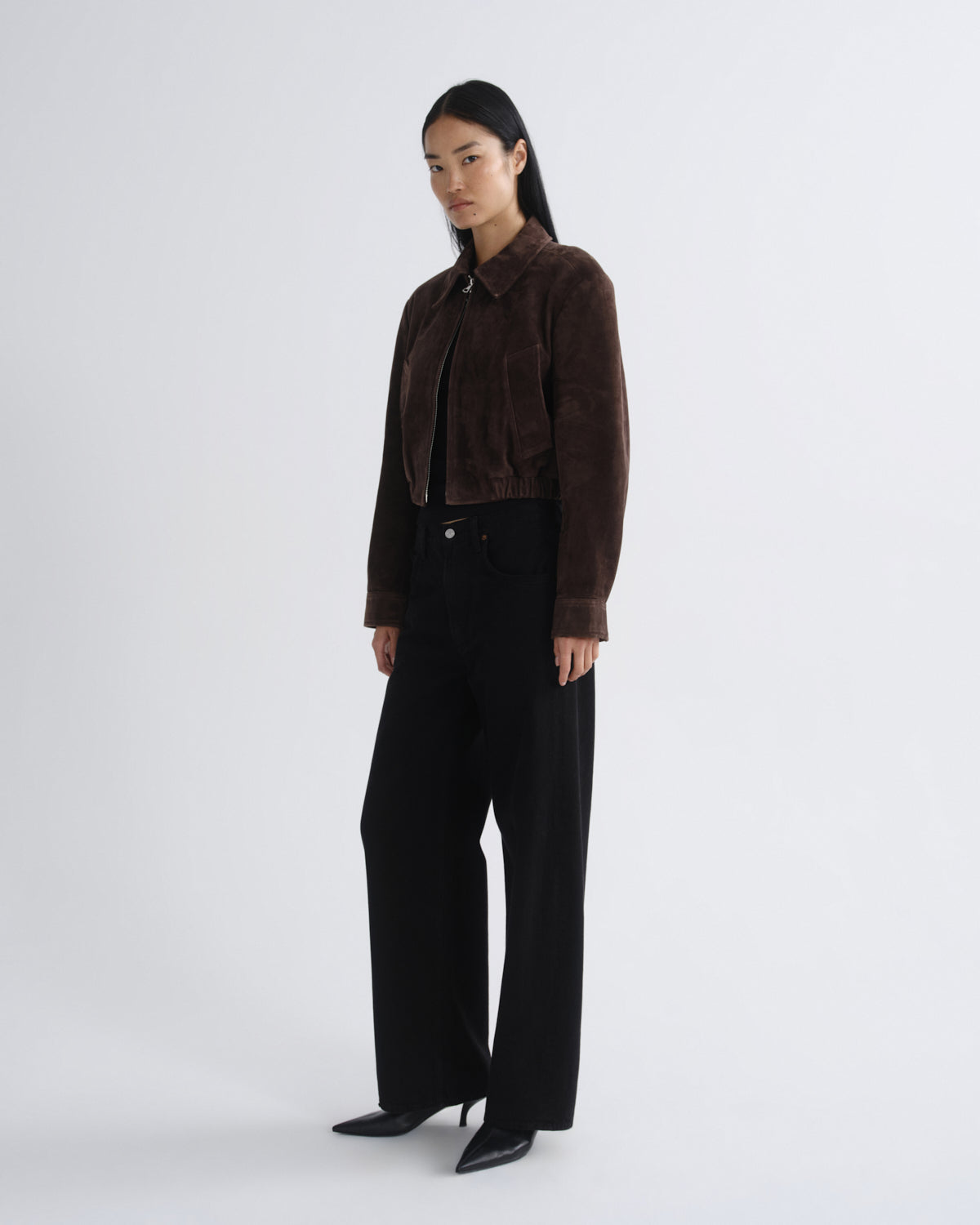 agolde-nahla-cropped-suede-jacke-root-braun image 4