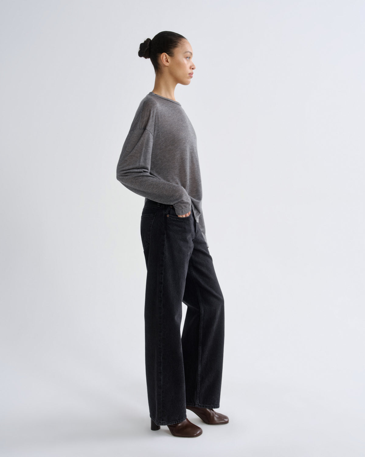 agolde-sasha-langarmshirt-grey-heather-tencel image 4