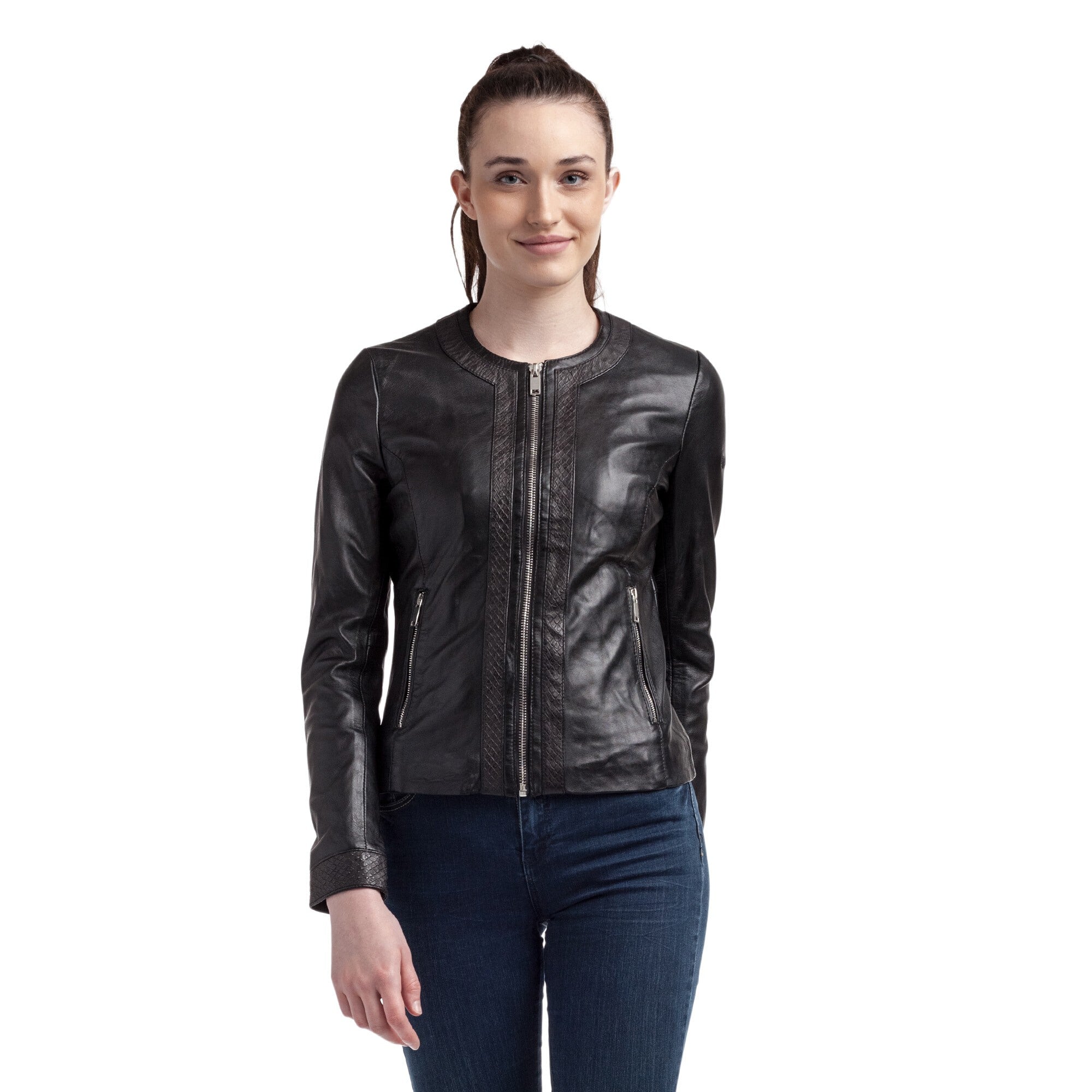 kaporal-suzette-lederjacke-damen-schwarz-lammleder image 3