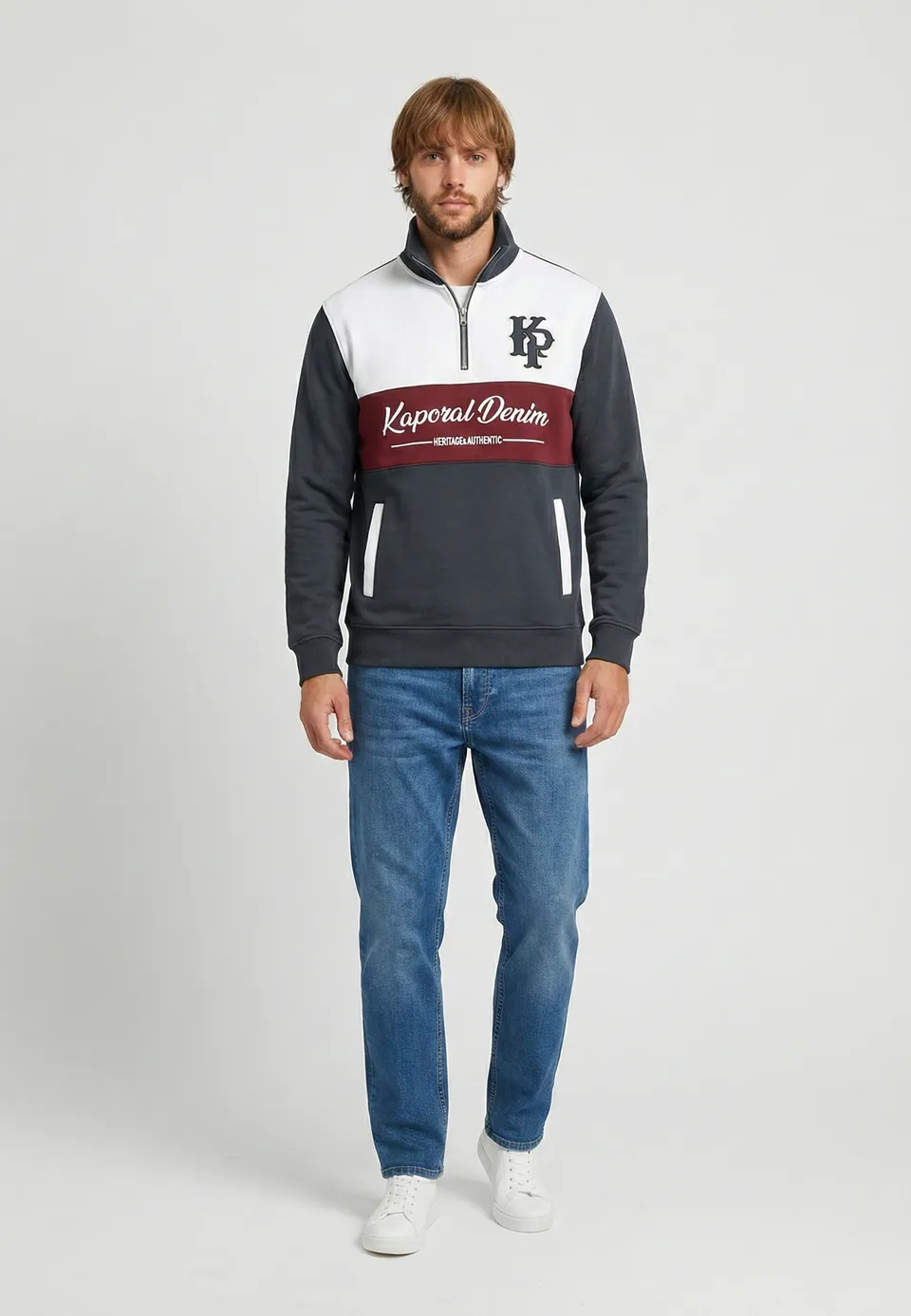 kaporal-kuchan-sweatshirt-herren-marineblau-casual-print image 1