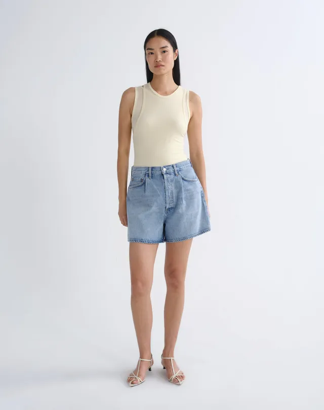 agolde-rhoda-pleated-short-raft-denimshorts-hellblau image 1