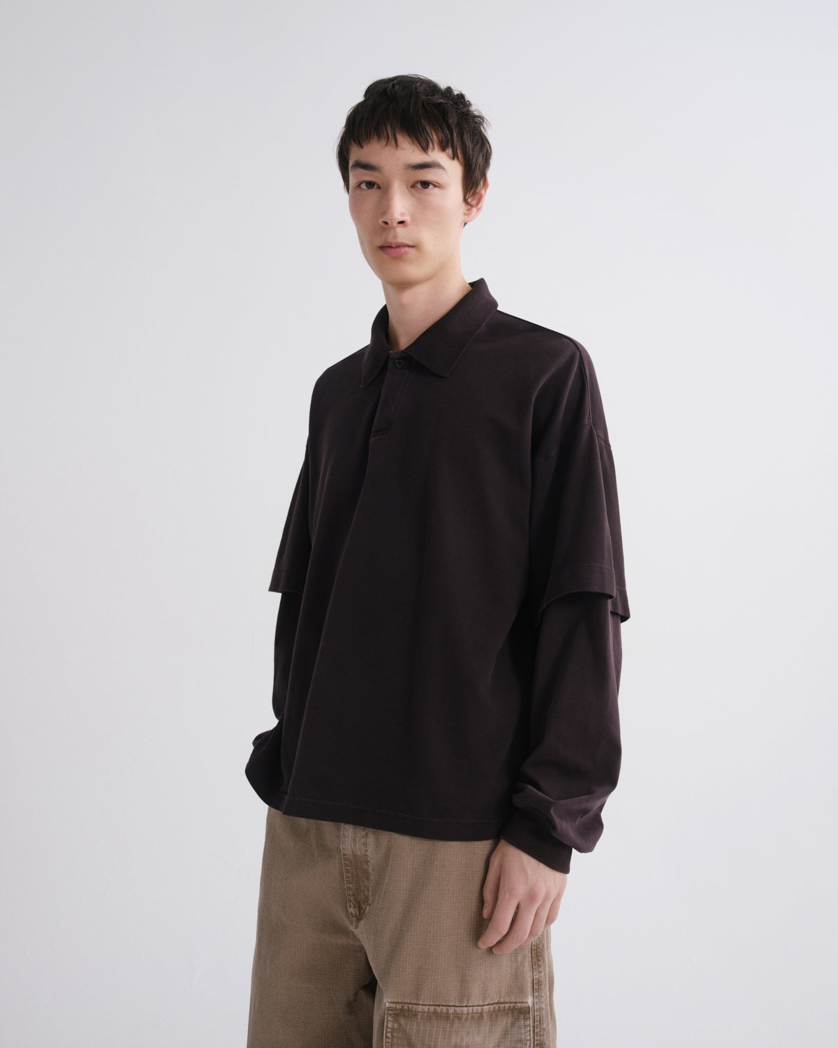 agolde-curren-double-sleeve-polo-elysian-braun-herren image 1