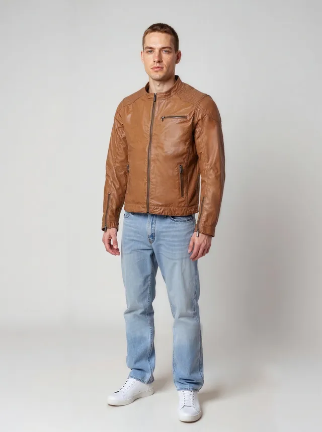 kaporal-villy-lederjacke-herren-cognac-slim-lammleder image 1