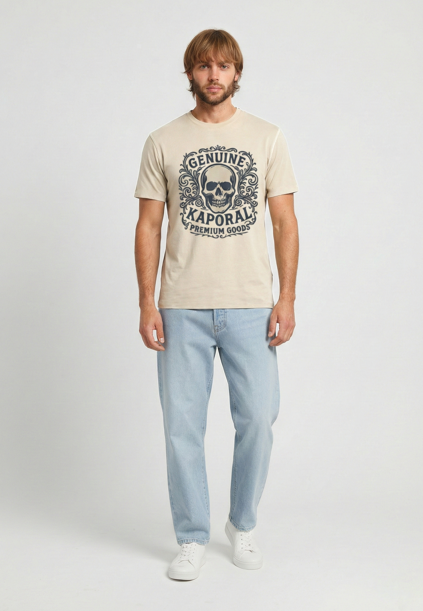 kaporal-kobe-t-shirt-beige-herren-vintage-print image 1