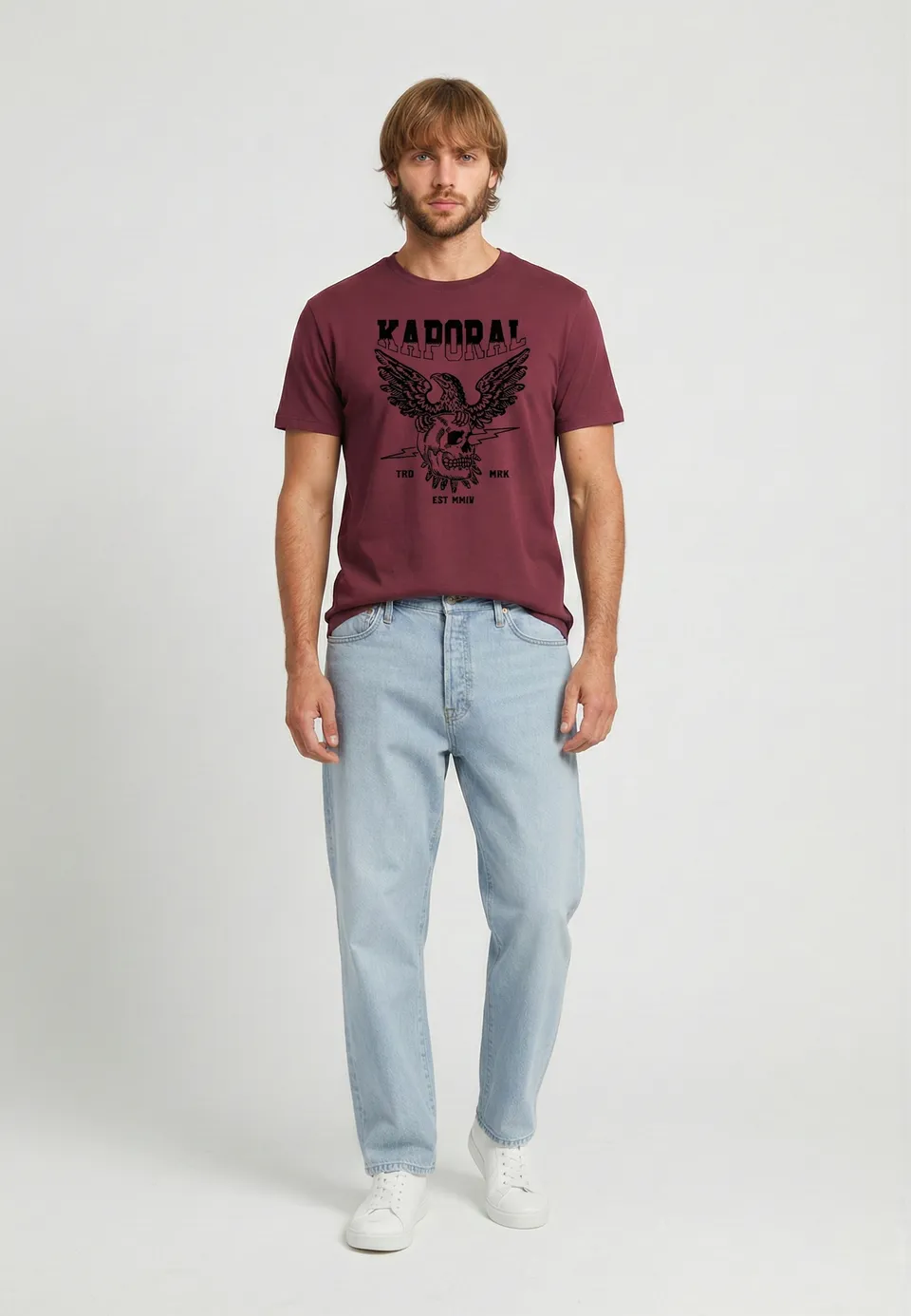 kaporal-kolding-t-shirt-herren-bordeaux-adler-print image 1