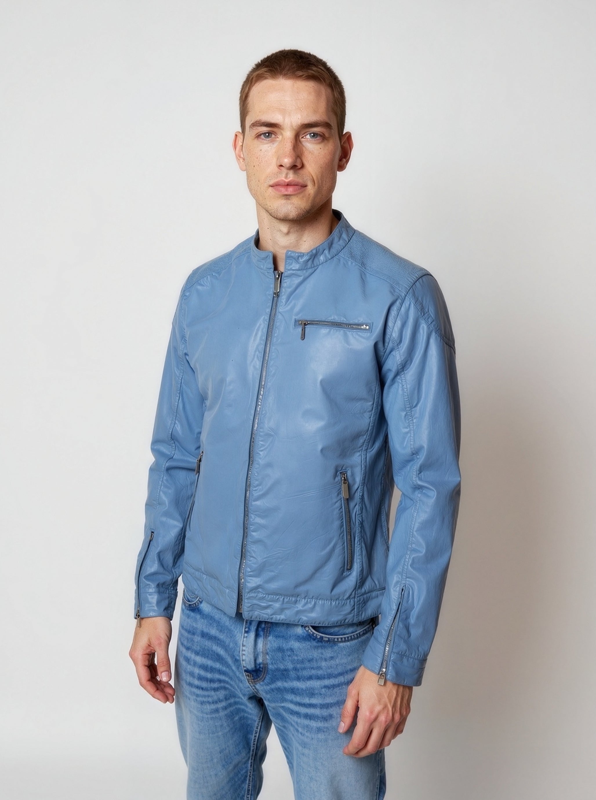 kaporal-villy-lederjacke-herren-vintage-blau-slim image 2