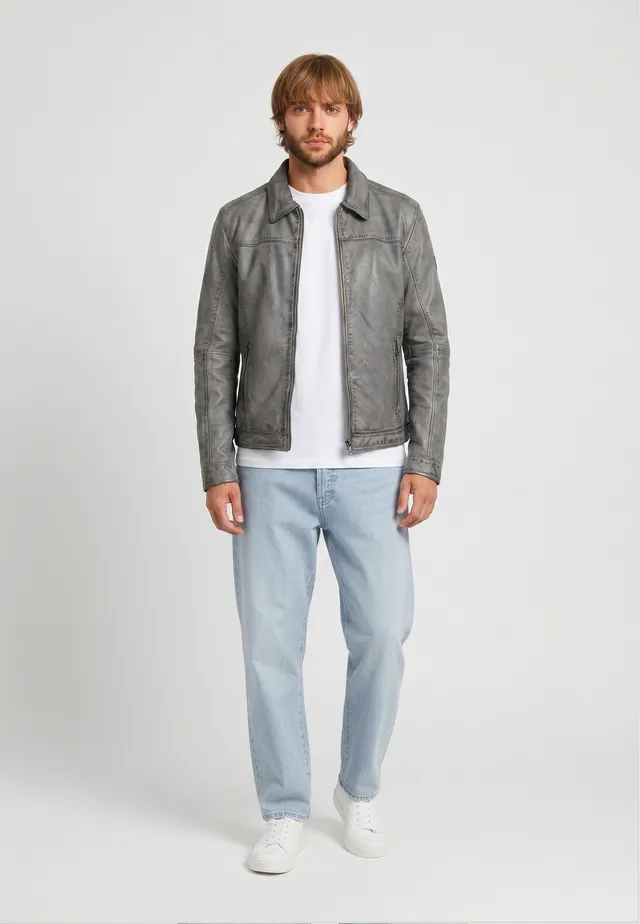 kaporal-boddy-herren-lederjacke-vintage-grau-echtleder image 1