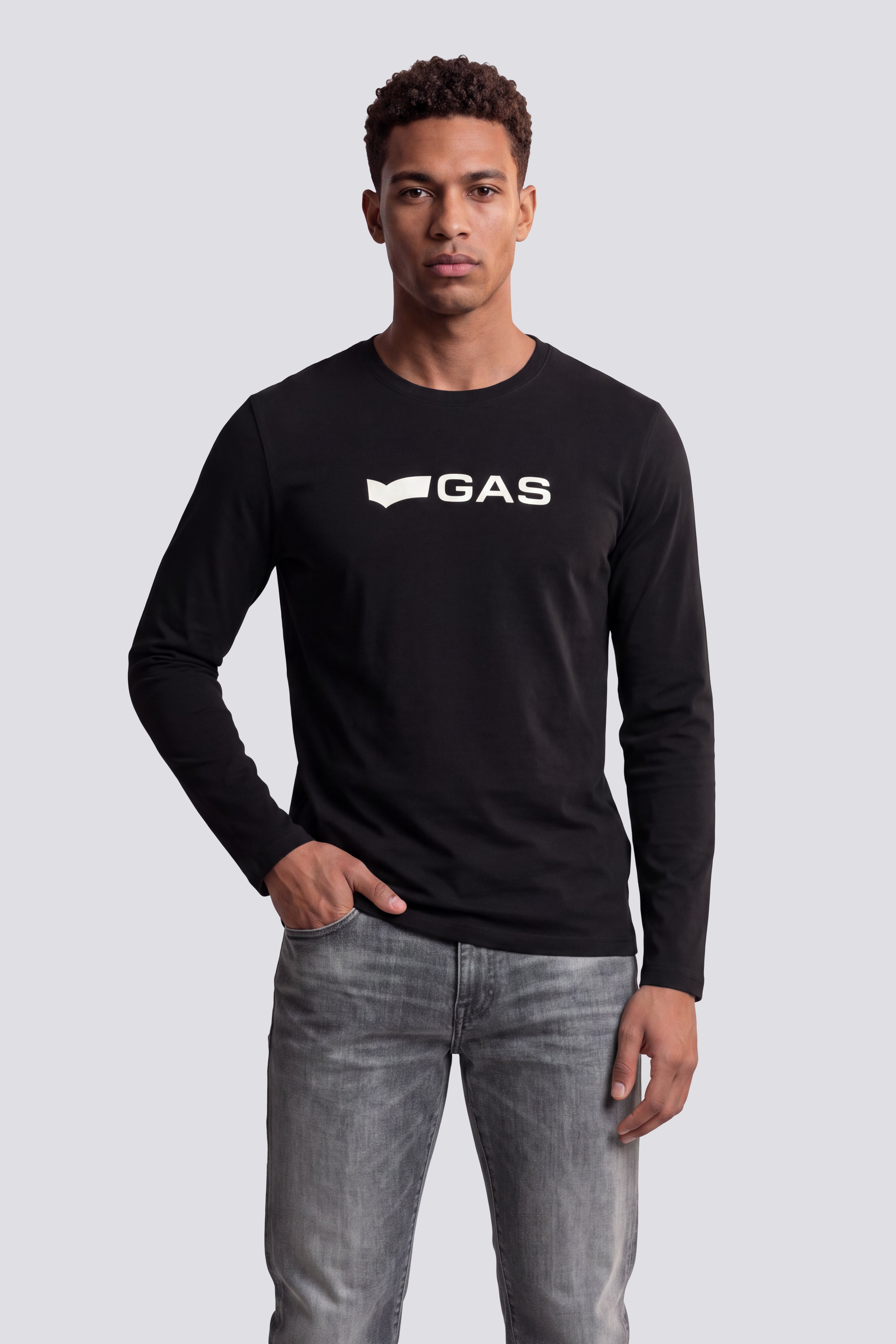 gas-dharis-m-l-logo-t-shirt-herren-schwarz-baumwolle image 2