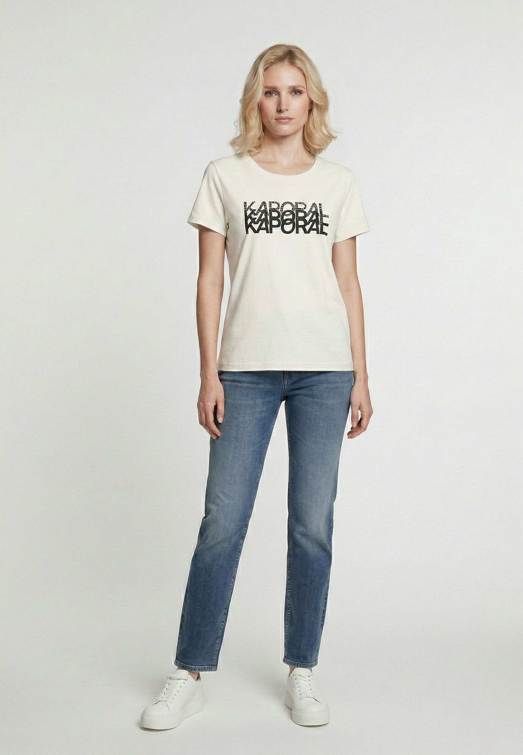 kaporal-kym-t-shirt-creme-damen-baumwolle-print image 1