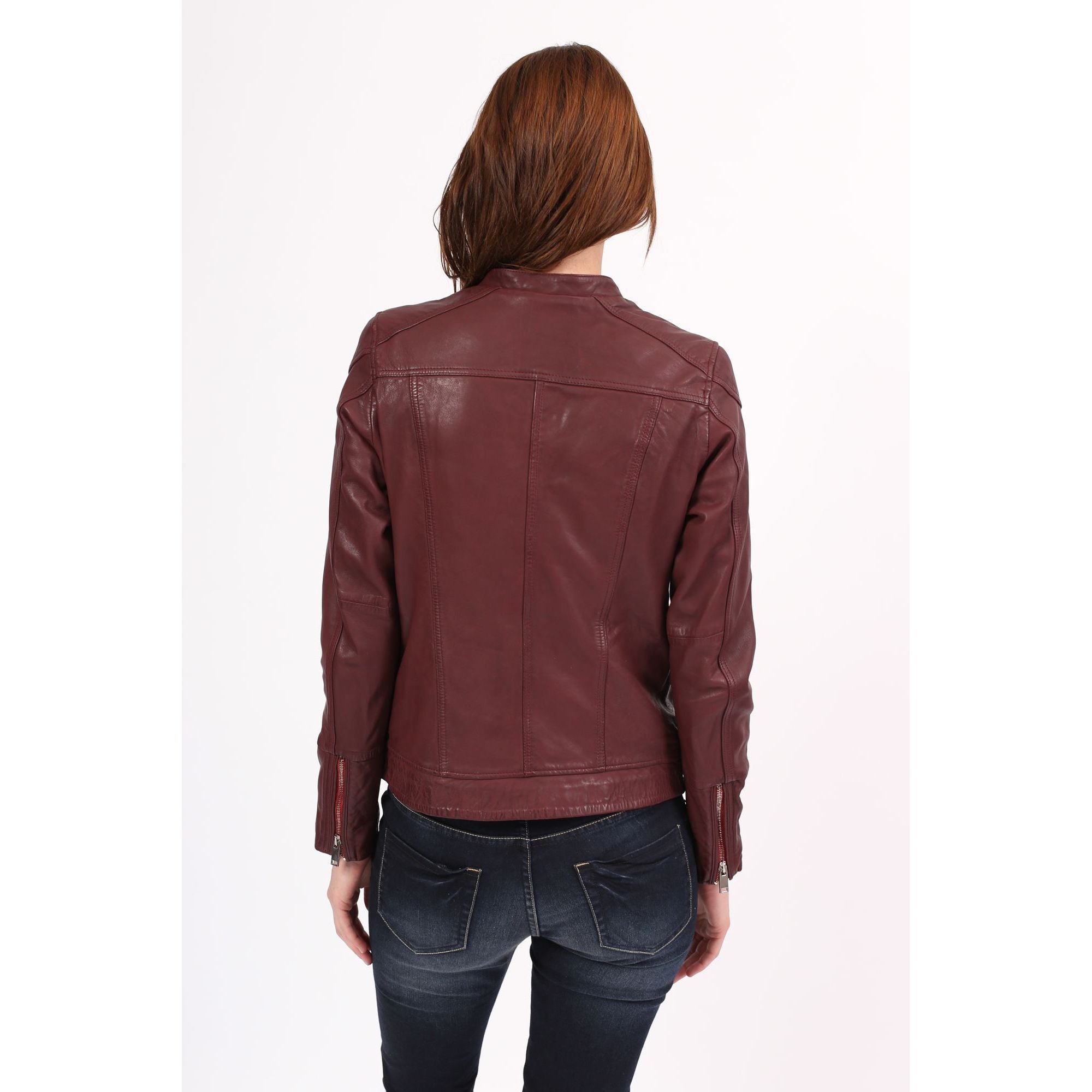 kaporal-arya-lederjacke-damen-bordeaux-lammleder-biker image 3