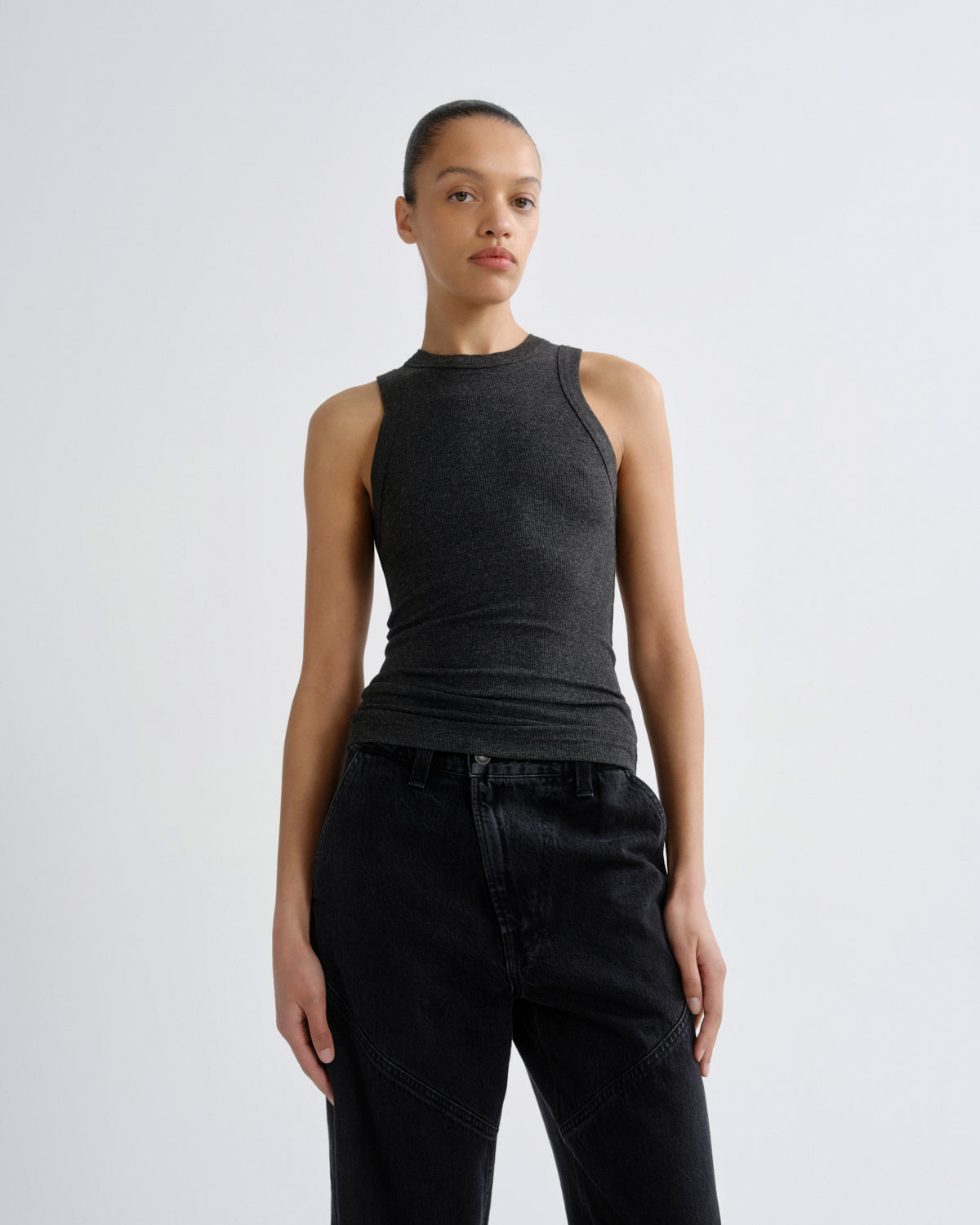 agolde-leigh-tank-charcoal-heather-top-dunkelgrau image 1