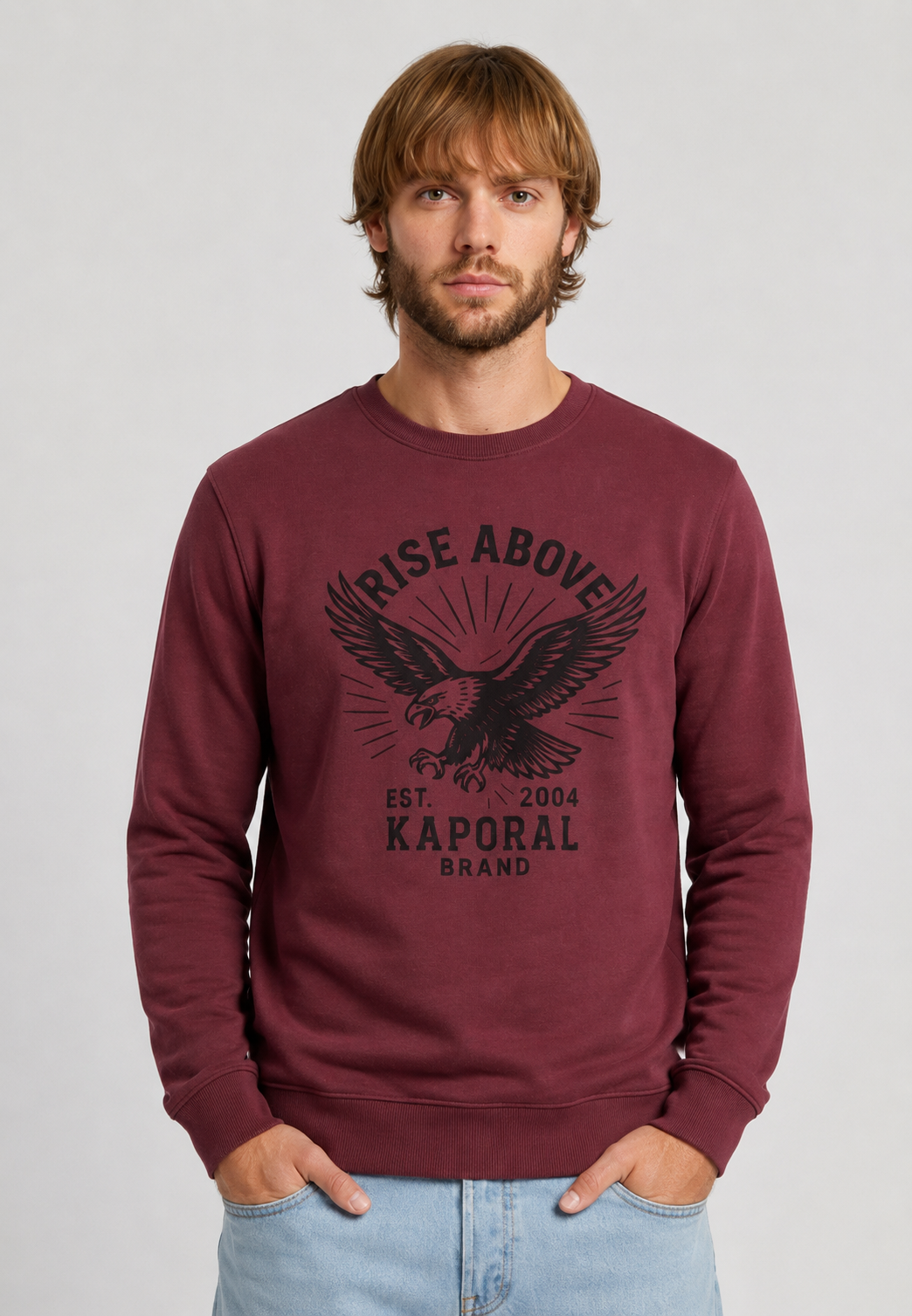 kaporal-kiel-sweatshirt-herren-bordeaux-rundhals-adler-print image 3