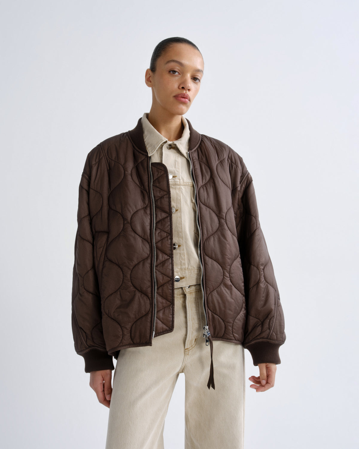agolde-isla-quilted-jacket-steppjacke-bourbon image 1