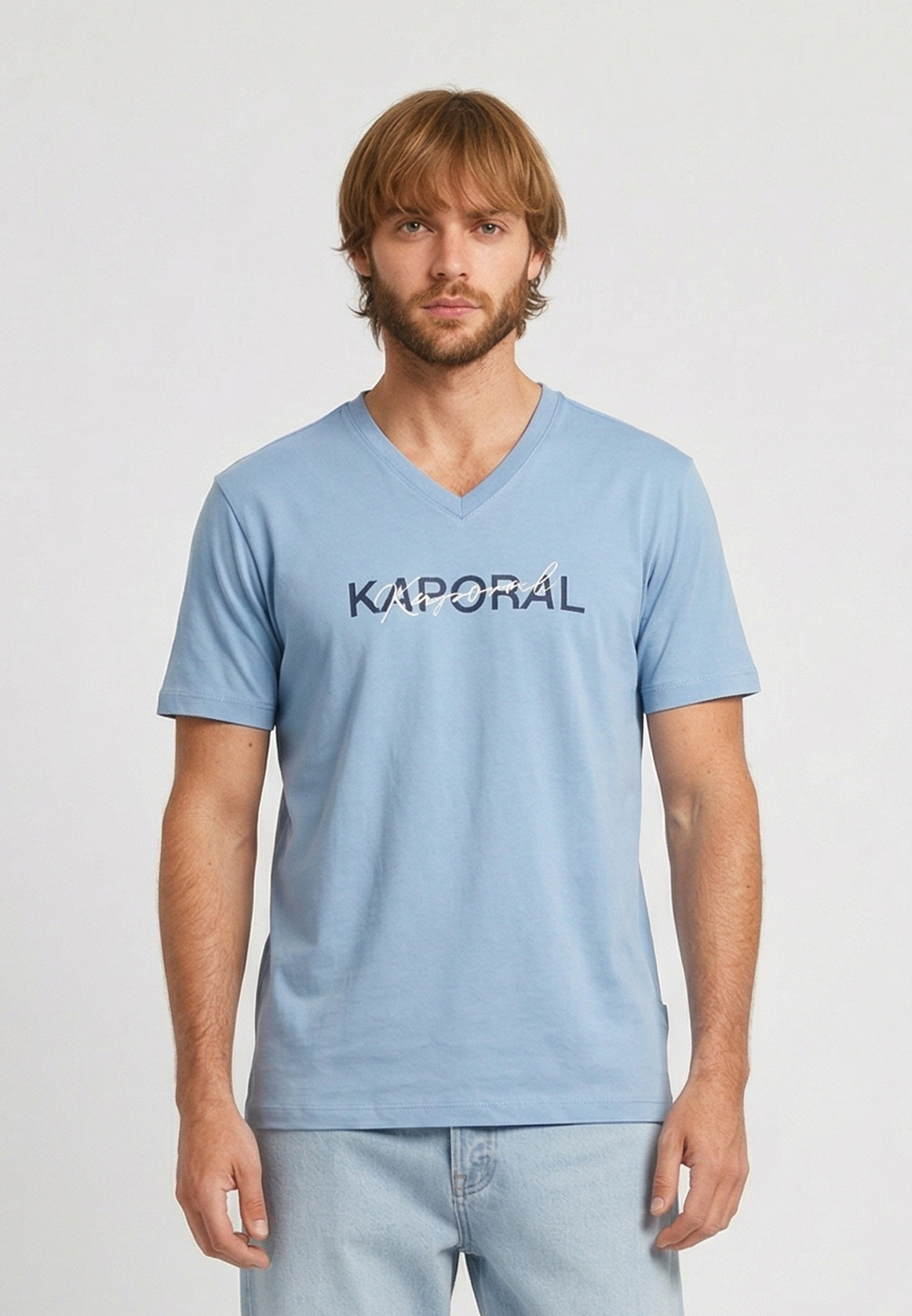 kaporal-raly-slim-t-shirt-herren-hellblau-stretch-v-ausschnitt image 2