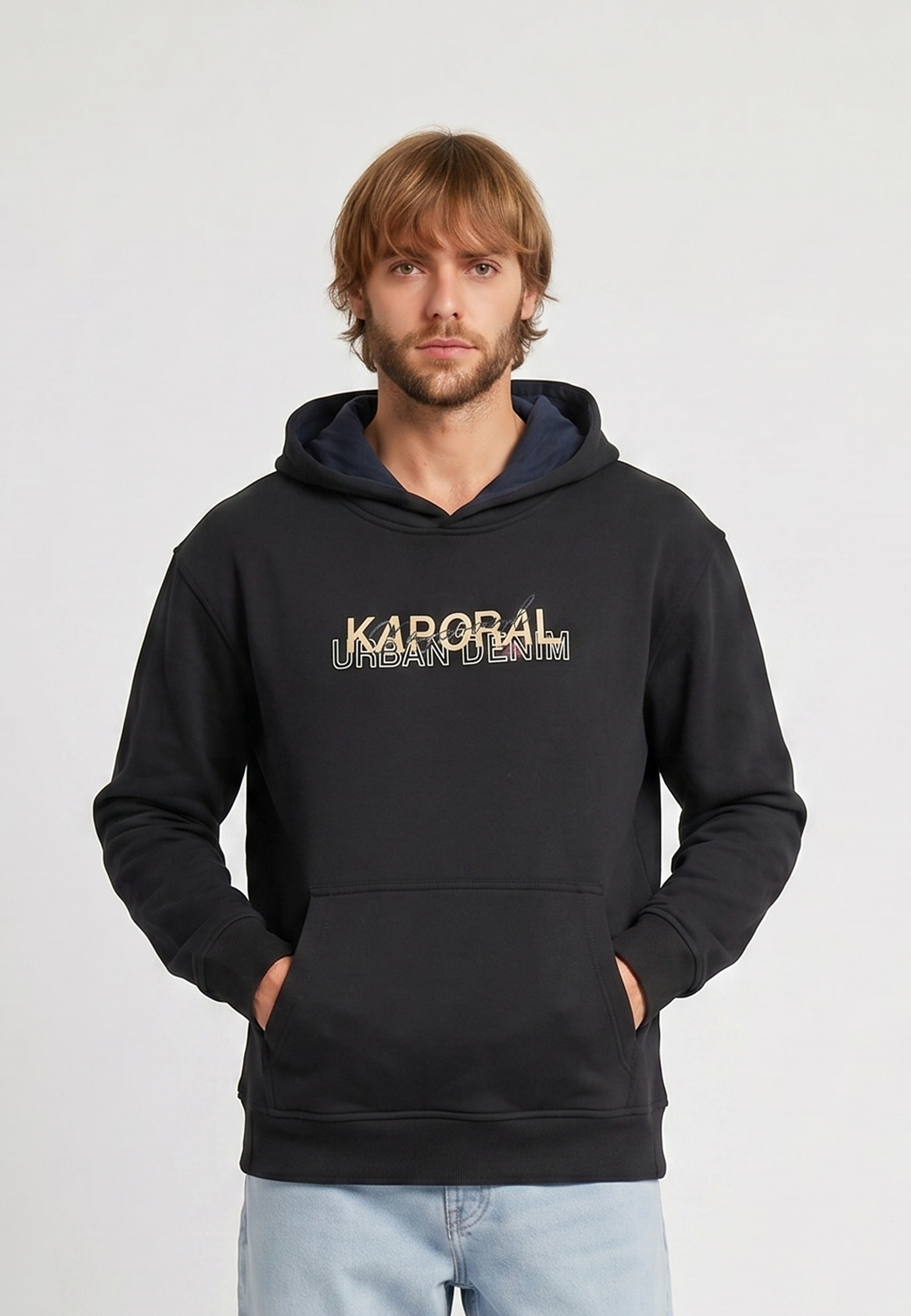 kaporal-ranko-hoodie-herren-schwarz-mit-kapuze-logo-print image 2
