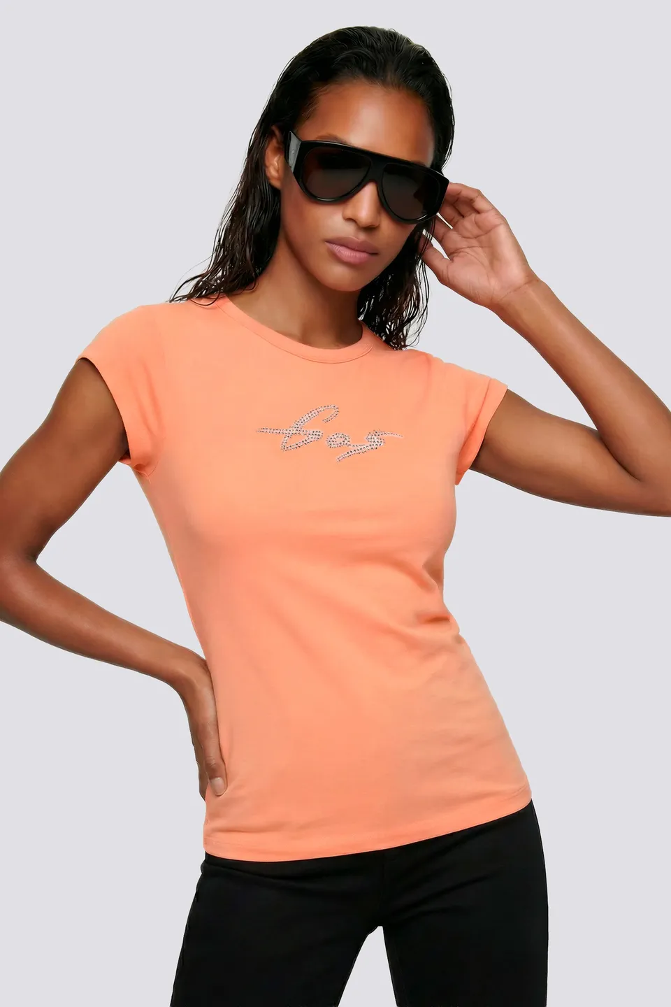 gas-hanike-cap-sleeve-3879-t-shirt-damen-slim-fit-strass-logo image 1