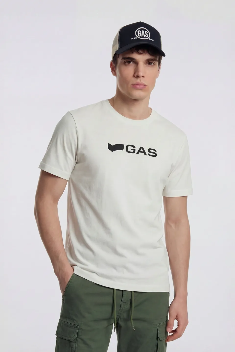 gas-dharis-logo-g-1029-t-shirt-herren-wei-baumwolle image 1