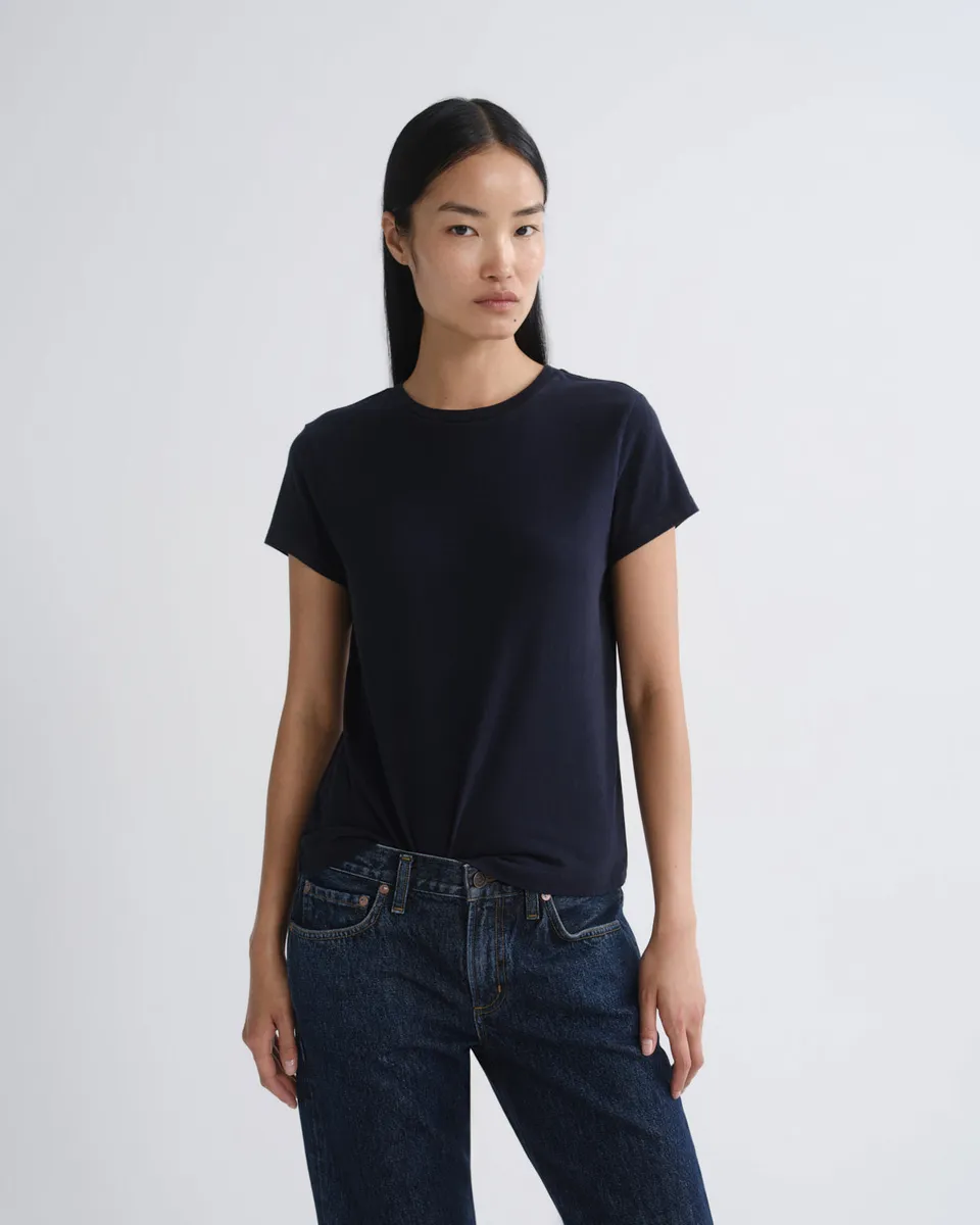 agolde-adine-long-line-t-shirt-damen-storm-dunkelblau image 1
