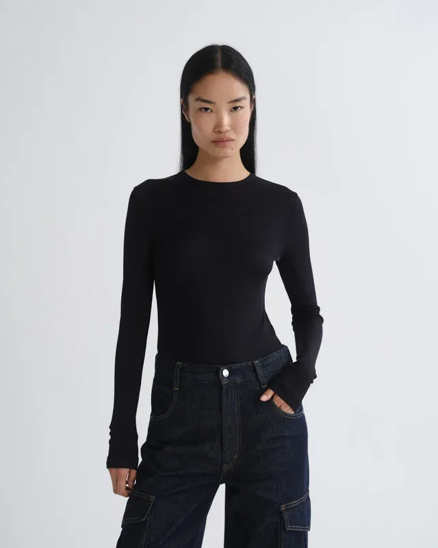 agolde-delphi-slim-tee-langarmshirt-obscura-damen image 1