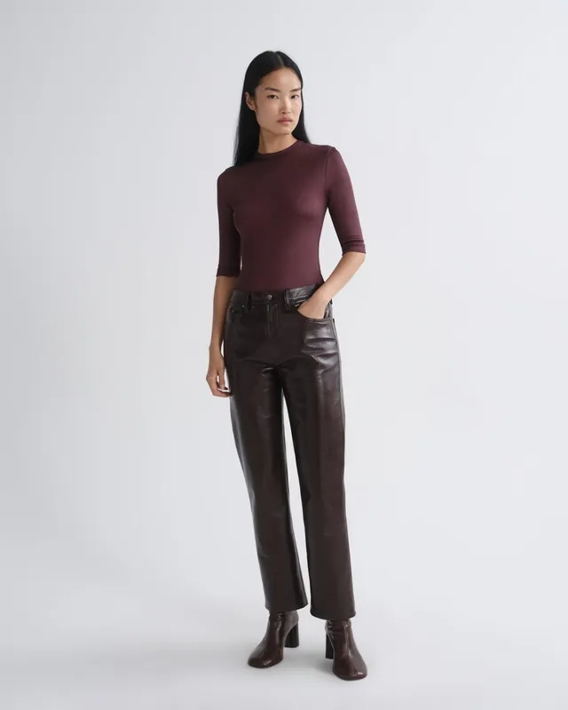 agolde-lana-jean-madera-braun-lederhose image 1