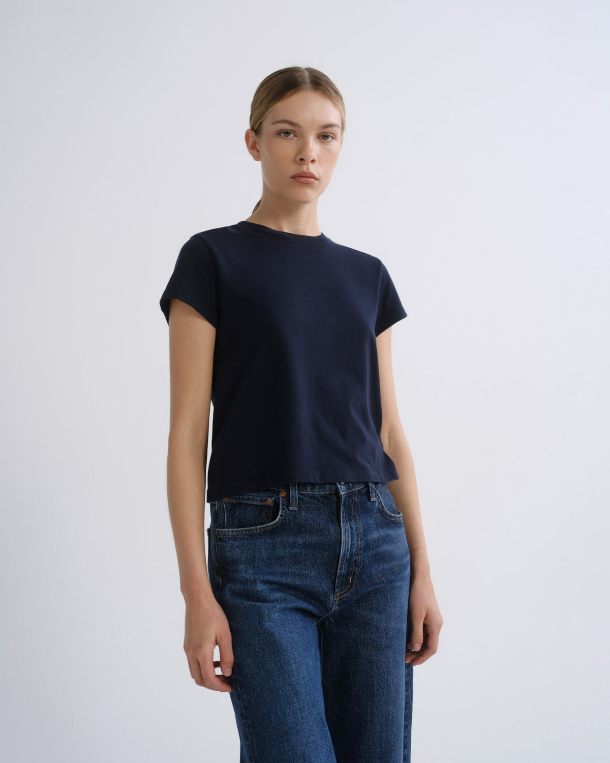 agolde-adine-shrunken-tee-t-shirt-storm-navy-bio-baumwolle image 1