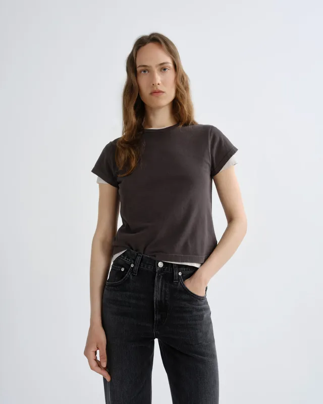 agolde-adine-shrunken-tee-forge-damen-t-shirt-braun-bio image 1