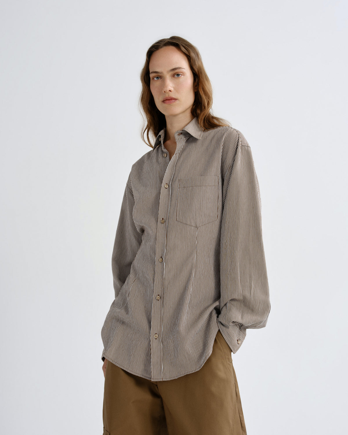 agolde-cinch-shirt-jakarta-stripe-bluse-beige-braun image 1