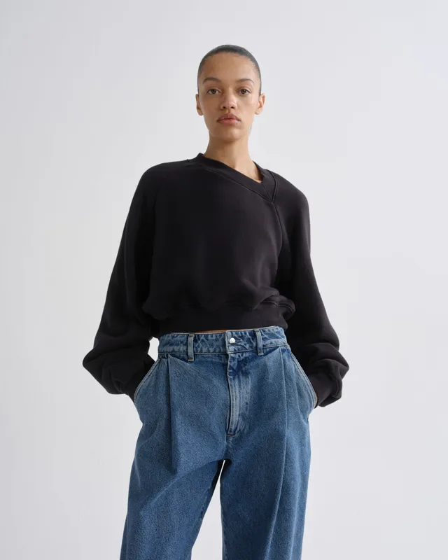 agolde-walsh-sweatshirt-washed-black-cropped image 1